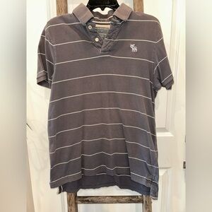 Abercrombie & Fitch Charcoal Striped Y2K Polo Shirt size L